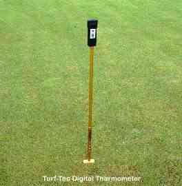 Turf-Tec Digital Thermometer is adjustable from 1 to 4 inches deep and gives soil temperature readings.