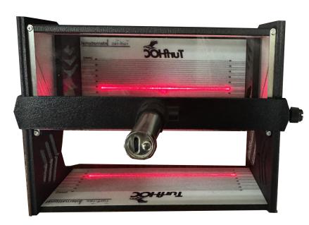 Simply place the specially designed Turf-Tec Laser prism directly on the golf green, tee, fairway or athletic field, and look through the instrument, sliding the specially designed laser down until you reach the tips of the cut turfgrass leaf blades. When the laser illuminates the turfgrass leaf tips, it is transposed onto the inch or millimeter scale, showing the exact height of cut as well as the quality of cut and the overall smoothness of the surface. 