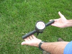 The Turf-Tec Soil Compaction Tester is a Penetrometer which measures the compaction of soil and is based on the ASAE S313.3 standard. The tester is supplied with two tips: a small tip (1/2” diameter) for use in firm soil and a large tip (3/4”diameter) for use in soft soil. The dial has two scales (one for each tip) that are calibrated in pounds per square inch of the base area of the cone shaped tip.