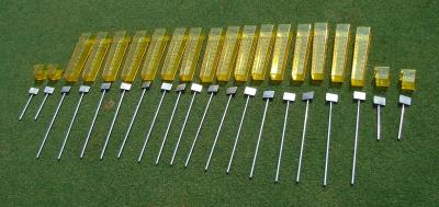 Sold in a set of 16 large gauges and 4 small gauges for a total of 20 gauges and 20 stainless steel support spikes.